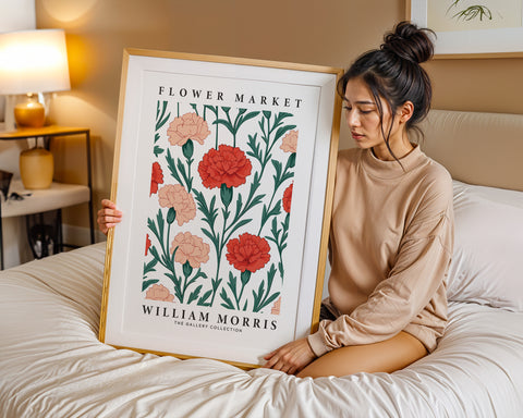 William Morris carnation floral poster in vintage style
