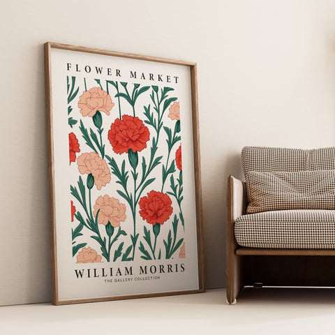 Classic William Morris-inspired carnation poster for home decor
