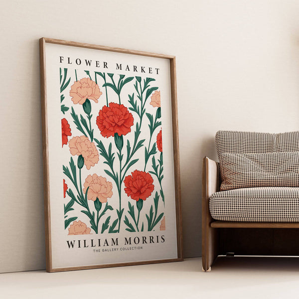 Elegant pictures for living room with botanical carnation artwork