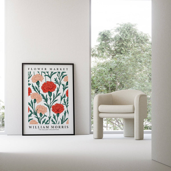 Red and peach carnation pictures for living room in classic decor