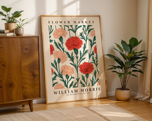 William Morris floral pictures for living room with lush green leaves