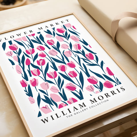 William Morris botanical tulip artwork, perfect for home decor
