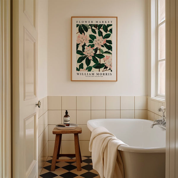 Cottage-style room featuring framed magnolia wall art print