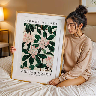 William Morris floral print of magnolia wall art for bedrooms