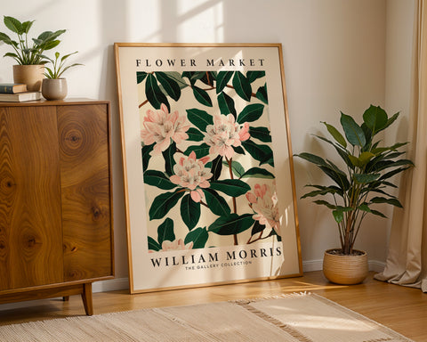 Vintage floral wall art by William Morris, featuring magnolia design
