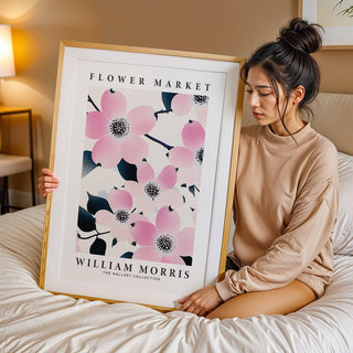 Romantic floral prints for bathroom with classic pink blossoms and rich leaves