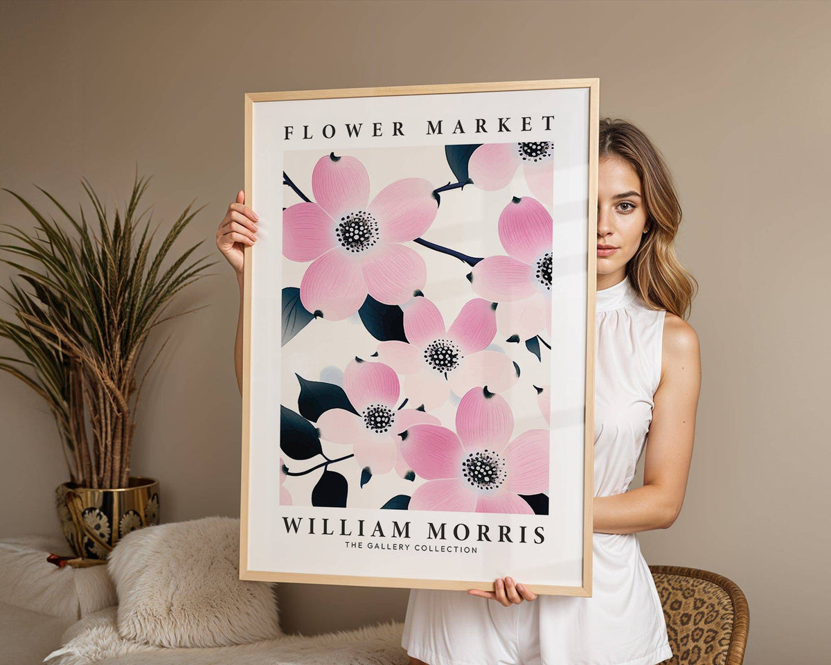 Classic floral prints for bathroom with green foliage and calming tones