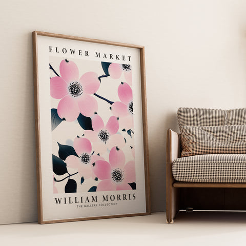 Floral wall art with intricate pink blossom details
