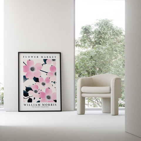 Pink blossom botanical print for floral decor lovers
