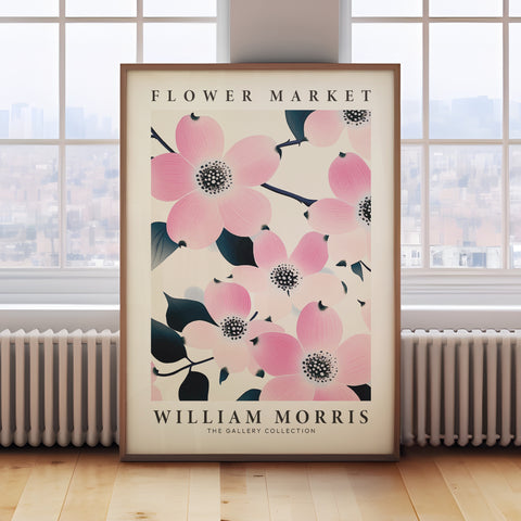 William Morris-inspired pink flower print for elegant interiors
