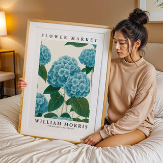 Floral-inspired flower market prints with delicate blue hues