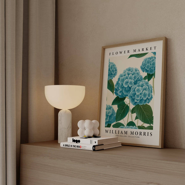 Soft blue hydrangea flower market prints for home interiors