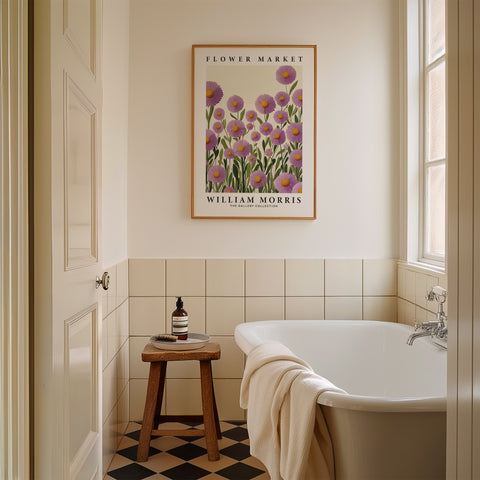 Vibrant daisy floral print for bathroom
