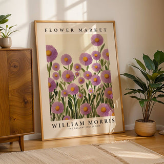 Elegant purple floral wall art print ideal for classic living rooms