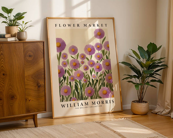 Elegant purple floral wall art print ideal for classic living rooms