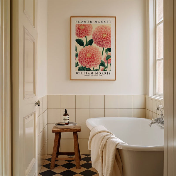 Floral pink wall decor print in romantic garden-inspired tones