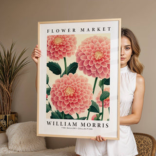 High-quality pink wall decor print of detailed floral composition