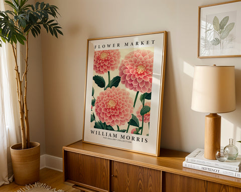 Nature-inspired pink Dahlia art print for walls
