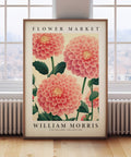 William Morris-inspired pink Dahlia flower print
