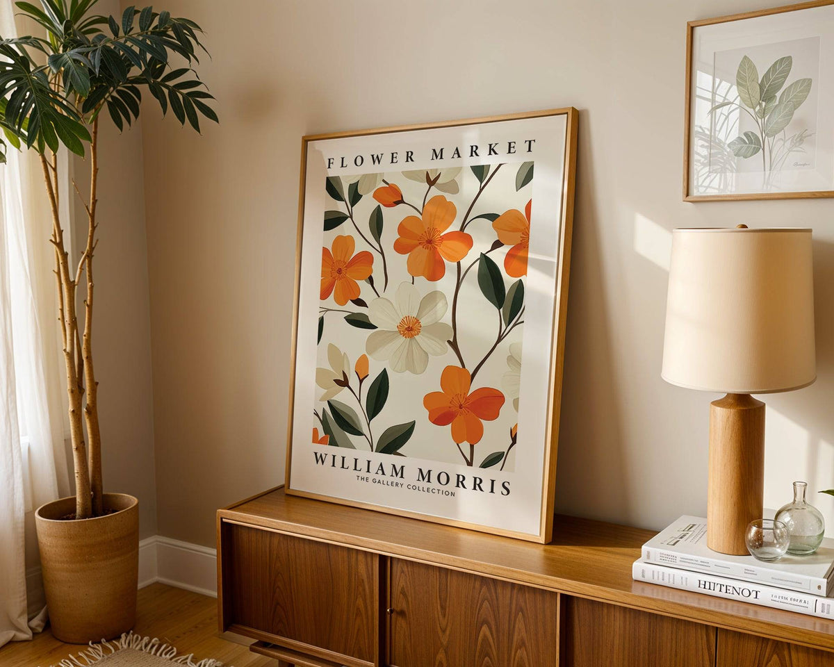 Timeless botanical illustration of orange flower pictures poster