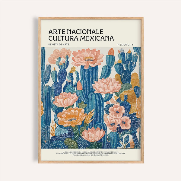 Soft peach and blue Mexican Boho Decor wall art for boho living room