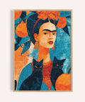 Frida Kahlo Cat Art Print with oranges and black cats for bold walls