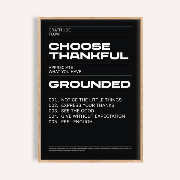 Bold black and white thankful posters inspiring daily gratitude