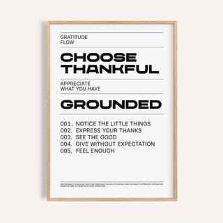 Framed Gratitude Wall Art with black text on white background in minimalist style