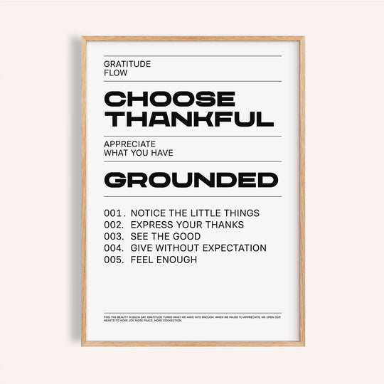 Inspirational black and white gratitude wall art for home decor