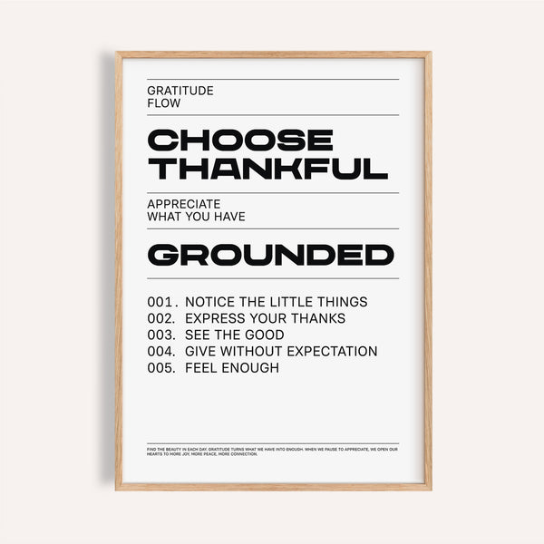 Inspirational black and white gratitude wall art for home decor