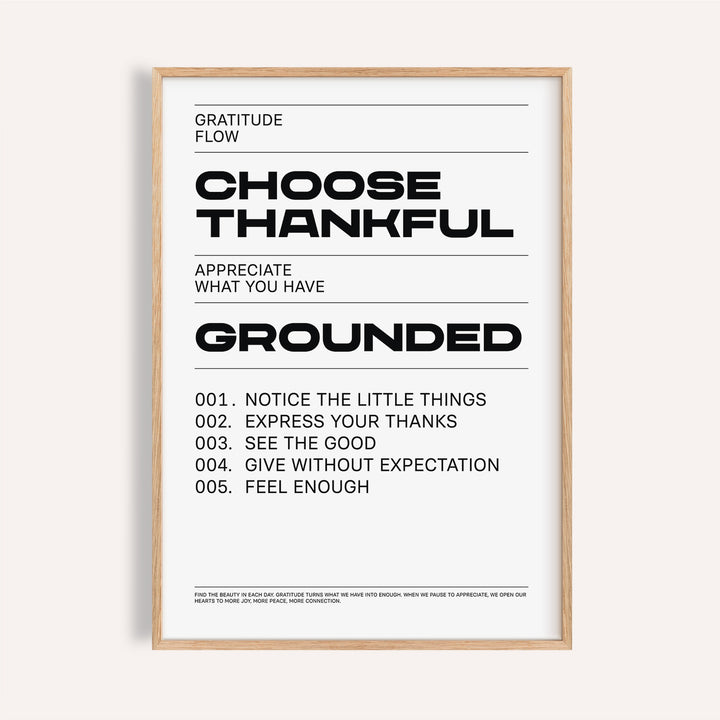 Inspirational black and white gratitude wall art for home decor