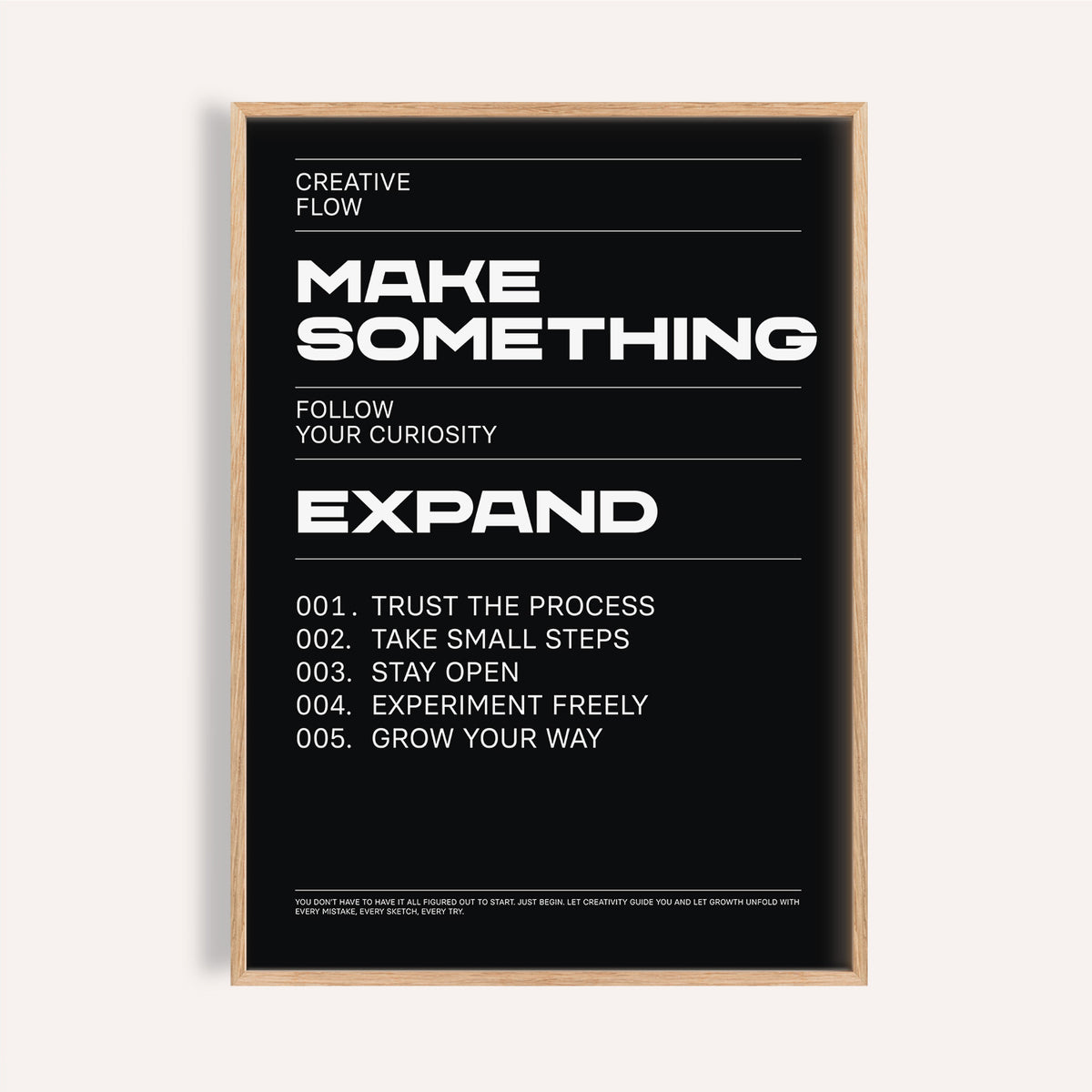 Wall art phrases poster in black and white for creative studio decor
