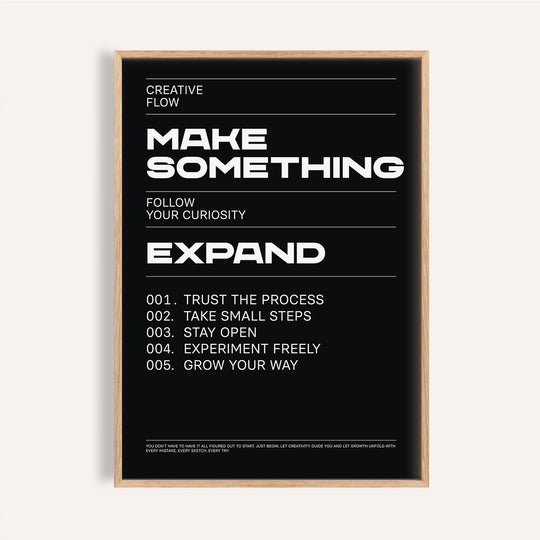 Wall art phrases poster in black and white for creative studio decor