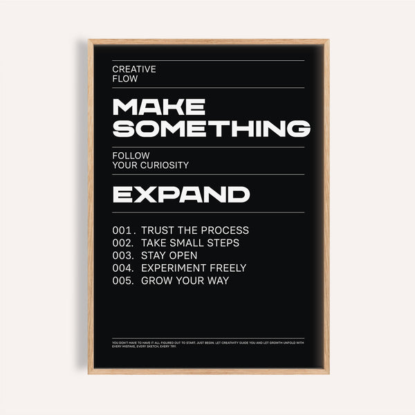 Wall art phrases poster in black and white for creative studio decor