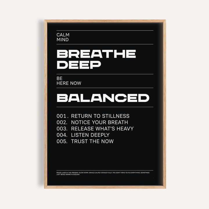 Calm black and white phrases for wall art for bedroom meditation spaces

