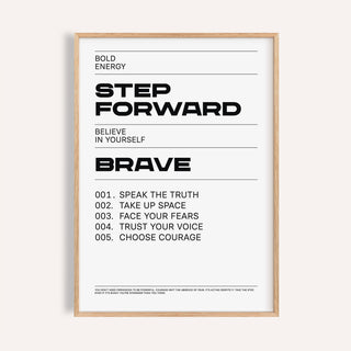Framed Inspirational Quotes Artwork with black motivational text on white background under natural light