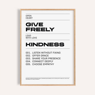 Black and white art with quotes about kindness for thoughtful home decor