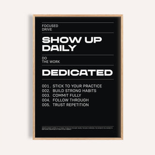 Bold black and white wall art work inspiring daily commitment