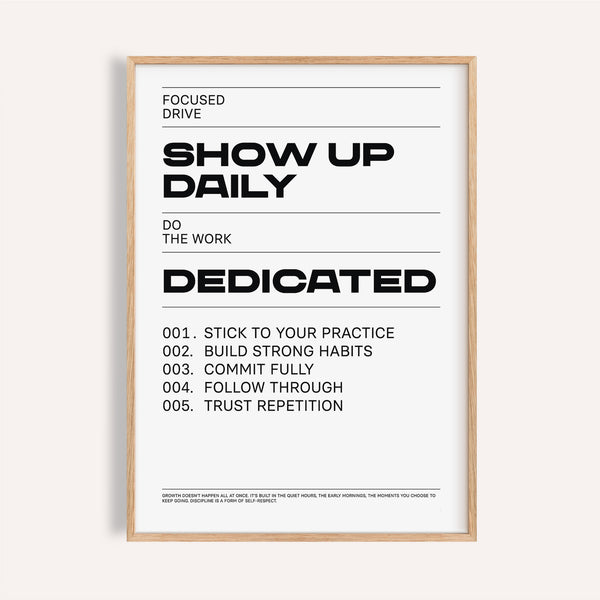 Show Up Daily message featured in focused daily affirmations print