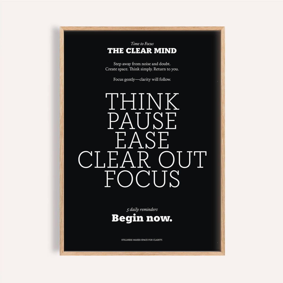 Black minimalist wall art quotes for home with calming white text

