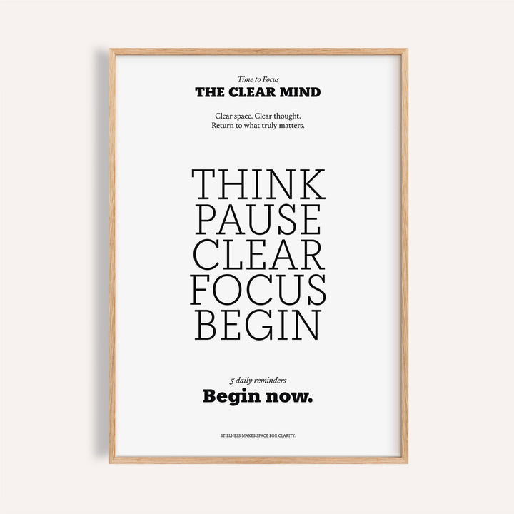 Minimalist black and white motivational art for the office featuring clarity reminders

