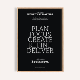 Framed black and white Inspiring Wall Decor with motivational text in minimalist style