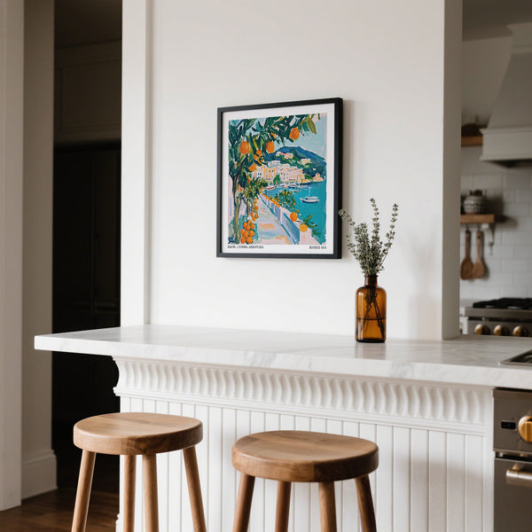 Matisse-style coastal town scene from the Art Prints of Italy collection.