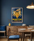 Dining room with a Martini advertisement poster on the wall