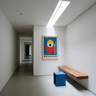Mid-century modern exhibition poster for bold wall decor.