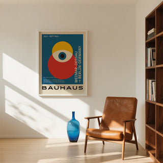 Statement Bauhaus poster art featuring vibrant red, blue, and yellow