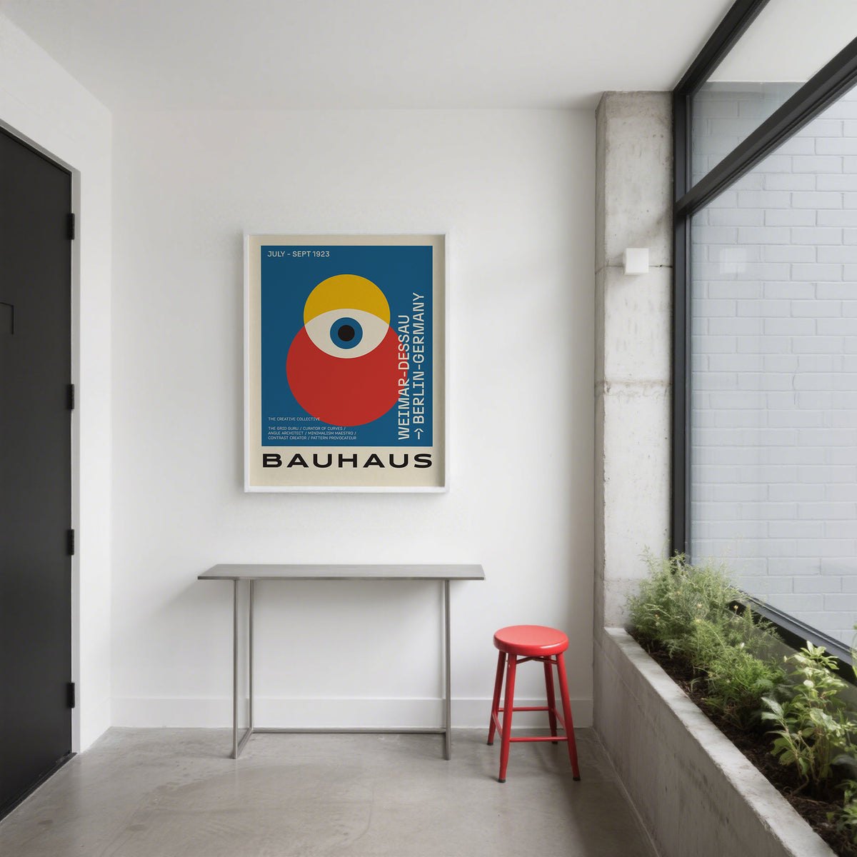 Office entrance hallway with Bauhaus Poster Art on wall