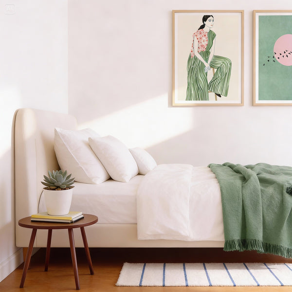 2-piece wall art set featuring green and pink prints arranged as a cohesive pair.
