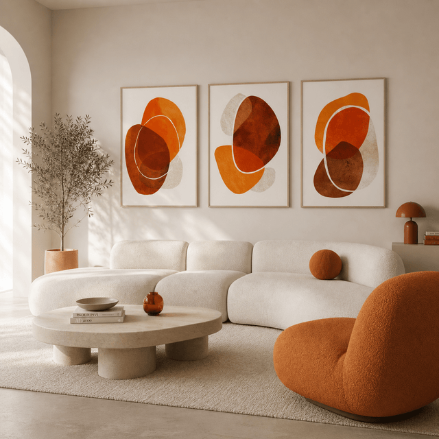 Ensemble abstrait orange brûlé