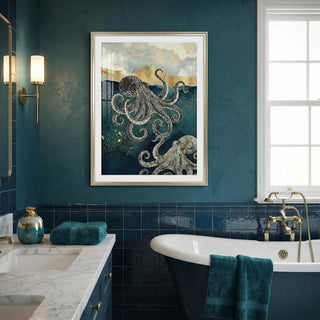Modern Octopus Wall Art for Bathroom